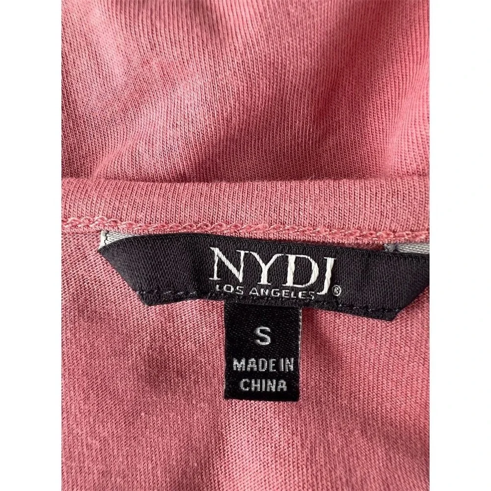 NYDJ Women's SMALL Pink Cotton Modal V-Neck‎ 3/4 Sleeve T-Shirt Ruffle Trim
